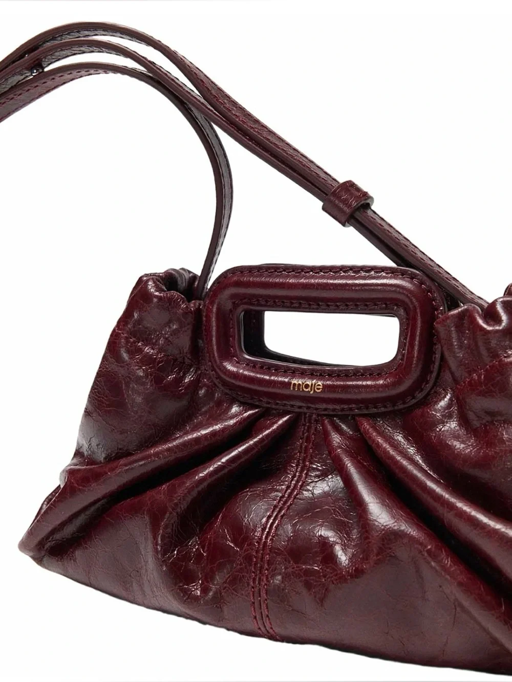 MAJE Mini Crackled Leather Clutch